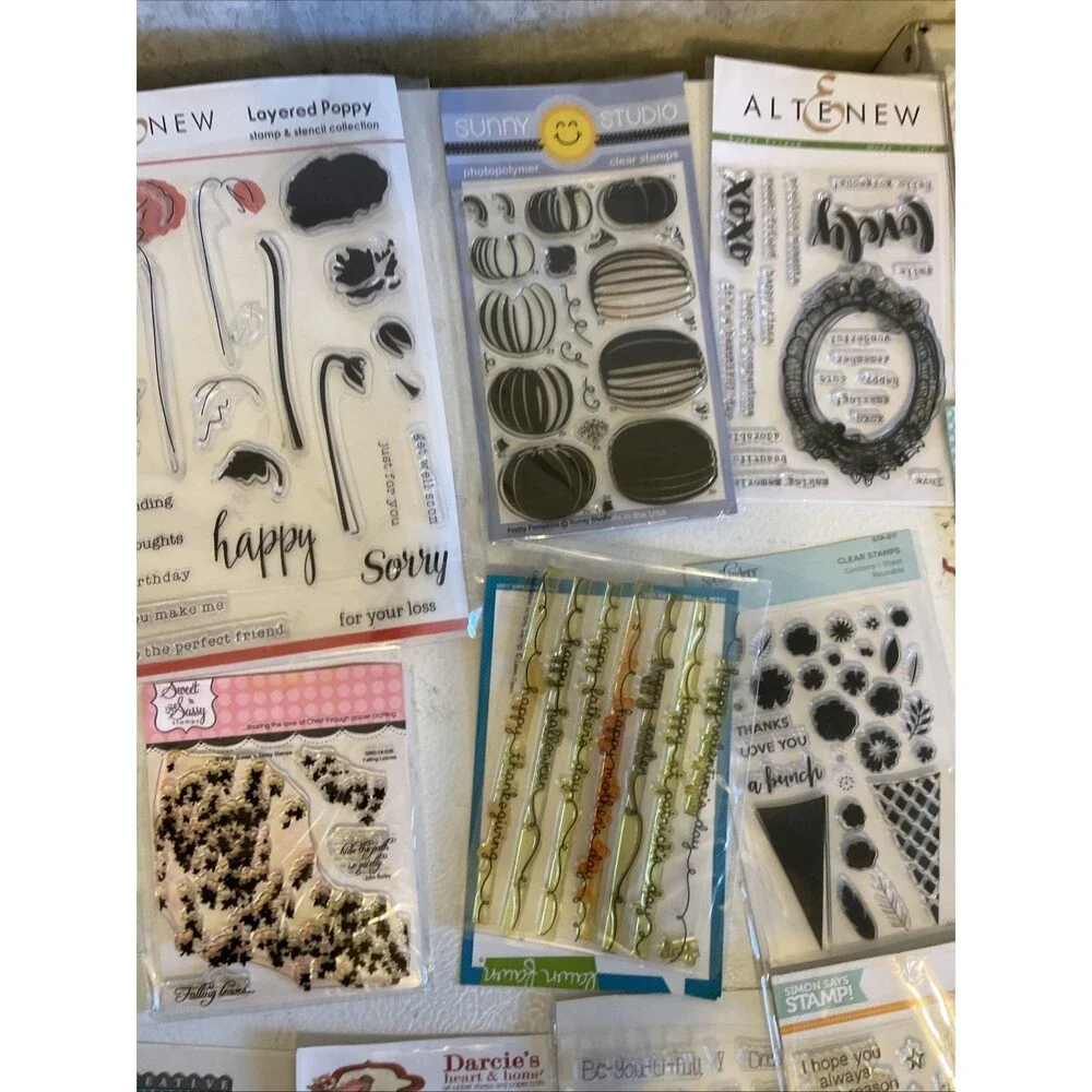 HUGE Mixed Lot of Clear Stamps For Crafting FLOWERS WORDS ETC